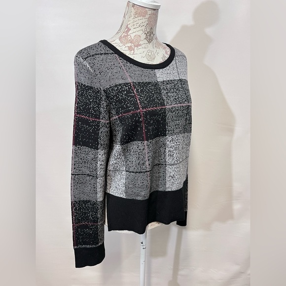 RAG & BONE Black and gray TEGAN plaid crew neck sweater size M. - Picture 9 of 14